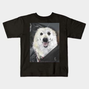 Happy Eskie Riding in a Car Kids T-Shirt